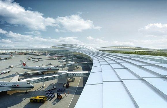 初期工程按滿足2025年旅客吞吐量4000萬人次、貨郵吞吐量70萬噸和飛機起降量32萬架次的目標(biāo)設(shè)計,建設(shè)兩縱一橫3條跑道,60萬平方米的航站樓以及157個機位的站坪、5.9萬平方米的貨運站等 初期工程按滿足2025年旅客吞吐量4000萬人次、貨郵吞吐量70萬噸和飛機起降量32萬架次的目標(biāo)設(shè)計,建設(shè)兩縱一橫3條跑道,60萬平方米的航站樓以及157個機位的站坪、5.9萬平方米的貨運站等